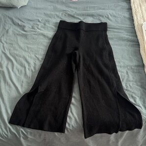 Club Monaco Black Cropped Wide-Leg Knit Pants